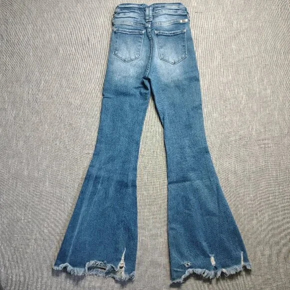 KanCan Maurices Jeans Girls Size 23x29 Flare High Rise Button Fly Ripped Stretch - Picture 9 of 13